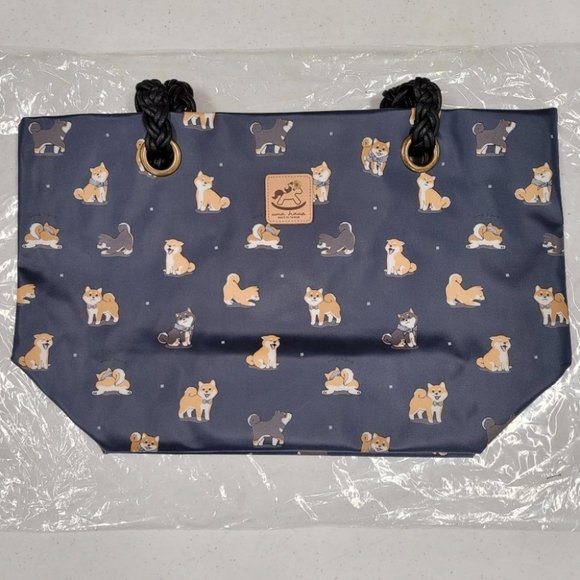 Waterproof Shiba Inu Woven Tote Shoulder Bag - Picture 5 of 13
